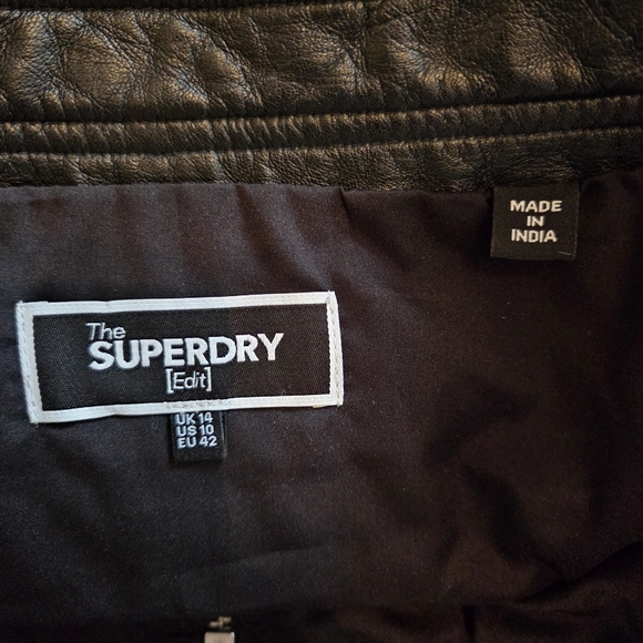 Superdry Edit Cassidy Leather Biker Zip Mini Moto Black Bohemian Skirt Size 10 - Picture 13 of 13